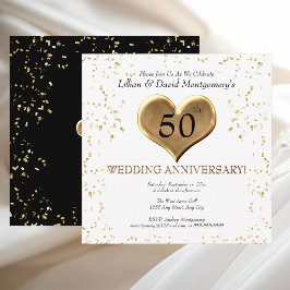 Convites Aniversário de 50 anos de Casamento | Dourado | Co