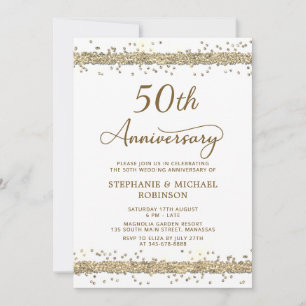 Convites Aniversário de 50 anos de Casamento Dourado com Br