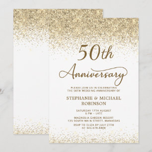 Convites Aniversário de 50 Anos de Casamento Dourado e Bran
