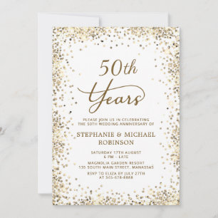 Convites Aniversário de 50 Anos de Casamento Dourado e Bran