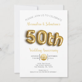 Convites Aniversário de 50 anos de Casamento Dourado Falso 