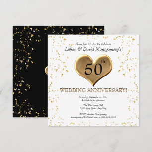 Convites Aniversário de 50 anos de Casamento, Dourado, Nome