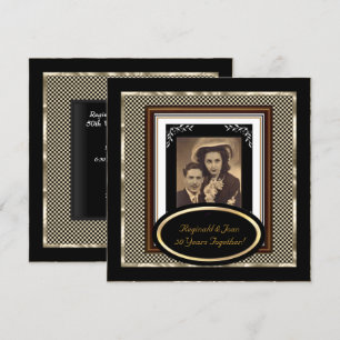 Convites Aniversário de 50 anos de casamento dourado sépia 