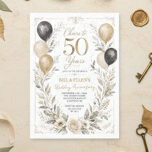 Convites Aniversário de 50 anos de casamento Elegant Greene