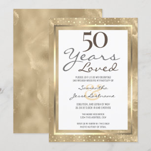 Convites Aniversário de 50 anos de Casamento Elegante Doura