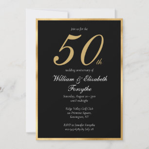 Convites Aniversário de 50 anos de Casamento Elegante Doura