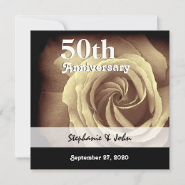 Convites Aniversário de 50 anos de Casamento Elegante Rosa 