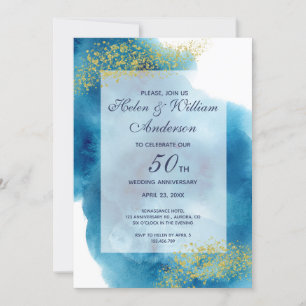 Convites Aniversário de 50 anos de casamento em Aquarela Az