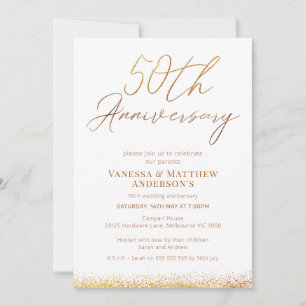 Convites Aniversário de 50 anos de casamento em Caligrafia 
