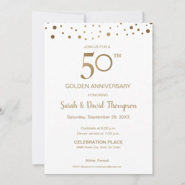 Convites Aniversário de 50 anos de Casamento em Ouro Branco (Frente)