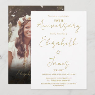 Convites Aniversário de 50 anos de Casamento em Ouro Foto C