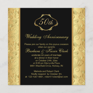 Convites Aniversário de 50 anos de casamento floral dourado