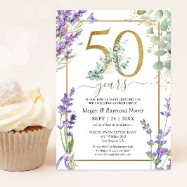 Convites Aniversário de 50 anos de Casamento Floral Lavanda