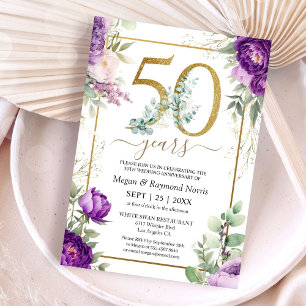 Convites Aniversário de 50 anos de Casamento Floral Peônia