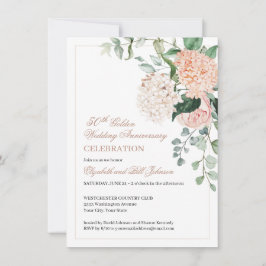 Convites Aniversário de 50 anos de casamento floral rosa aq