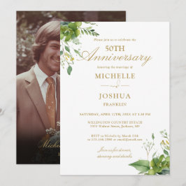 Convites Aniversário de 50 anos de Casamento Foto Dourada F