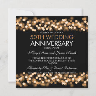 Convites Aniversário de 50 anos de Casamento Gold Hollywood