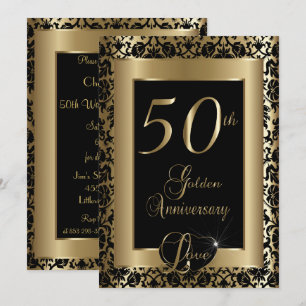 Convites Aniversário de 50 anos de Casamento Golden Design