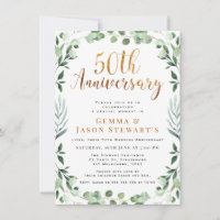 Aniversário de 50 anos de Casamento Greenery Gold 