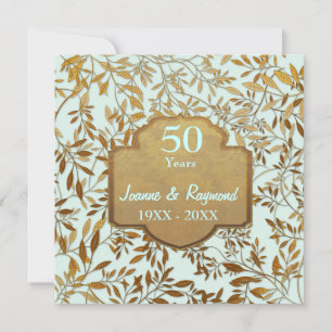 Convites Aniversário de 50 anos de Casamento Leaves of Gold