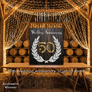 Convites Aniversário de 50 anos de Casamento Madeira Rúst