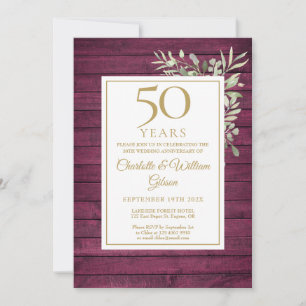 Convites Aniversário de 50 anos de Casamento Madeira Rústic