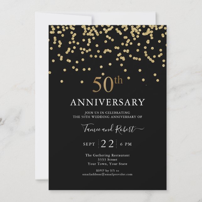 Convites Aniversário de 50 anos de Casamento Moderno em Our (Frente)