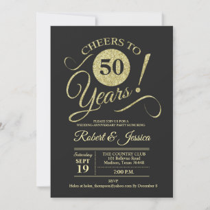 Convites Aniversário de 50 anos de Casamento Padrão de Quad