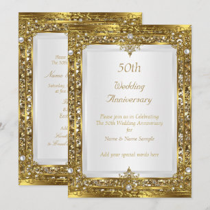 Convites Aniversário de 50 anos de Casamento Pérola Branca