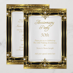 Convites Aniversário de 50 Anos de Casamento Pérola Preta B