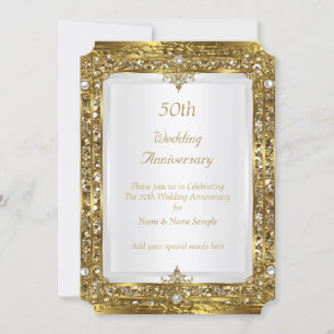 Convites Aniversário de 50 Anos de Casamento Pérolas Branca