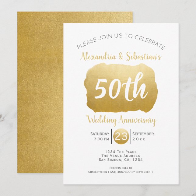 Convites Aniversário de 50 anos de Casamento Personalizado  (Frente/Verso)