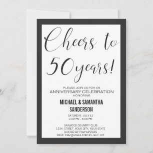 Convites Aniversário de 50 Anos de Casamento Preto e Branco