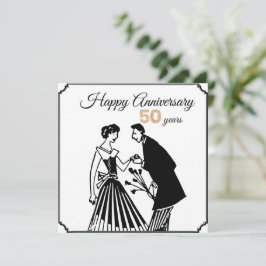 Convites Aniversário de 50 anos de Casamento Preto e Branco