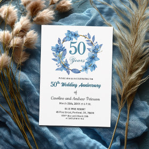 Convites Aniversário de 50 anos de Casamento Quadro Dourado