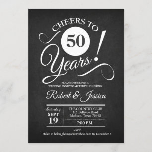 Convites Aniversário de 50 anos de Casamento - Quadro Negro
