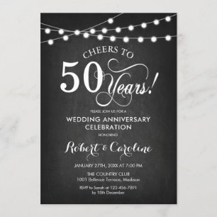 Convites Aniversário de 50 anos de Casamento - Quadro Negro