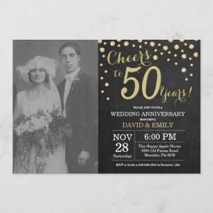 Convites Aniversário de 50 anos de Casamento Quadro Negro e