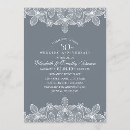Convites Aniversário de 50 anos de Casamento Renda Luxuosa 