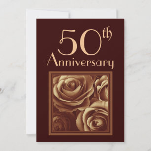 Convites Aniversário de 50 anos de Casamento Rosas de OURO