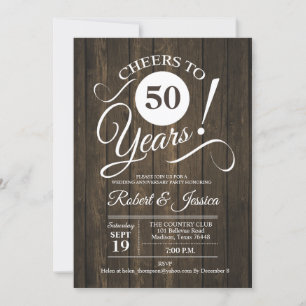 Convites Aniversário de 50 anos de casamento rústico com pa