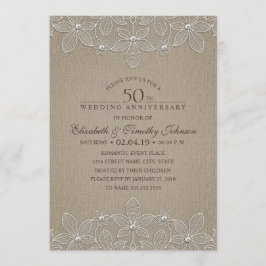 Convites Aniversário de 50 anos de Casamento Rústico em Lac