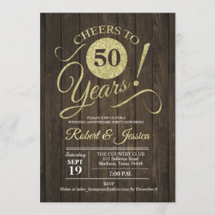 Convites Aniversário de 50 anos de casamento rústico em our
