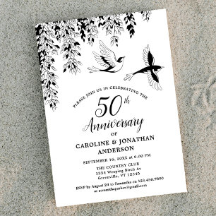 Convites Aniversário de 50 anos de Casamento Silver Birch P