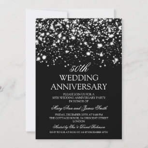 Convites Aniversário de 50 anos de Casamento Silver Midnigh