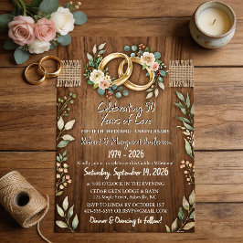 Convites Aniversário de 50 anos de casamento simples em Rub