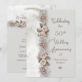 Convites Aniversário de 50 anos de Casamento Sonho Floral B