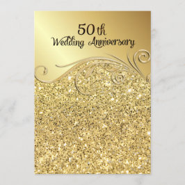 Convites Aniversário de 50 anos de Casamento Sparkle Golden