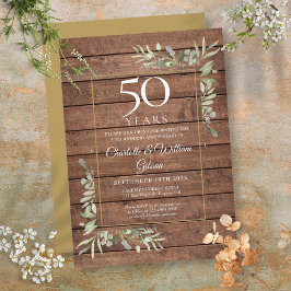 Convites Aniversário de 50 anos de Casamento Verde Folhagem