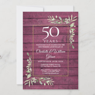 Convites Aniversário de 50 anos de Casamento Verde Folhagem